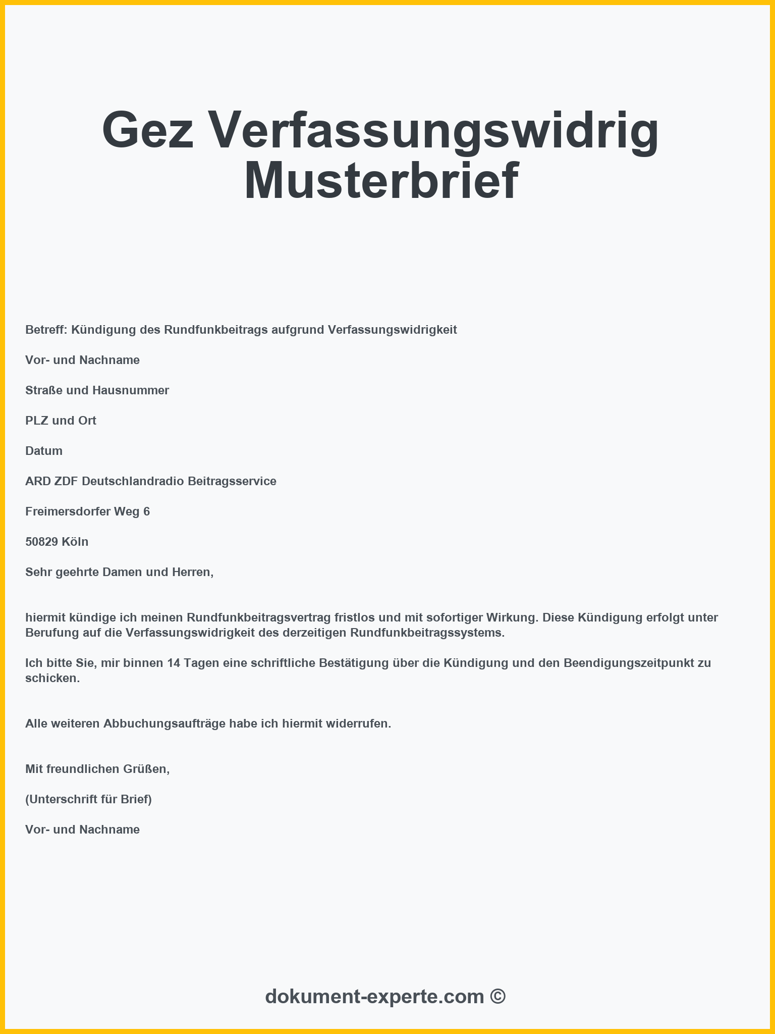 Gez Verfassungswidrig Musterbrief