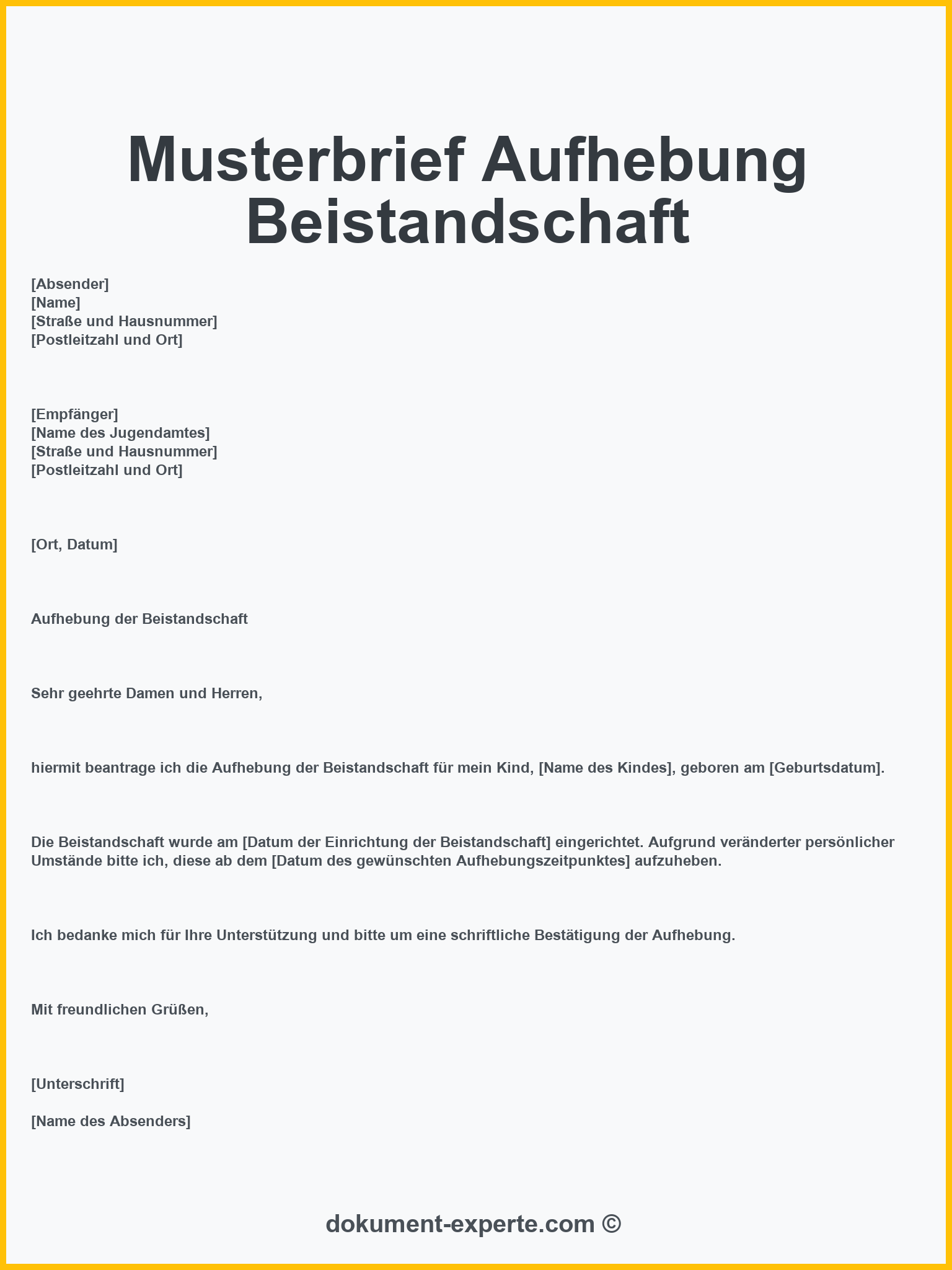 Musterbrief Aufhebung Beistandschaft