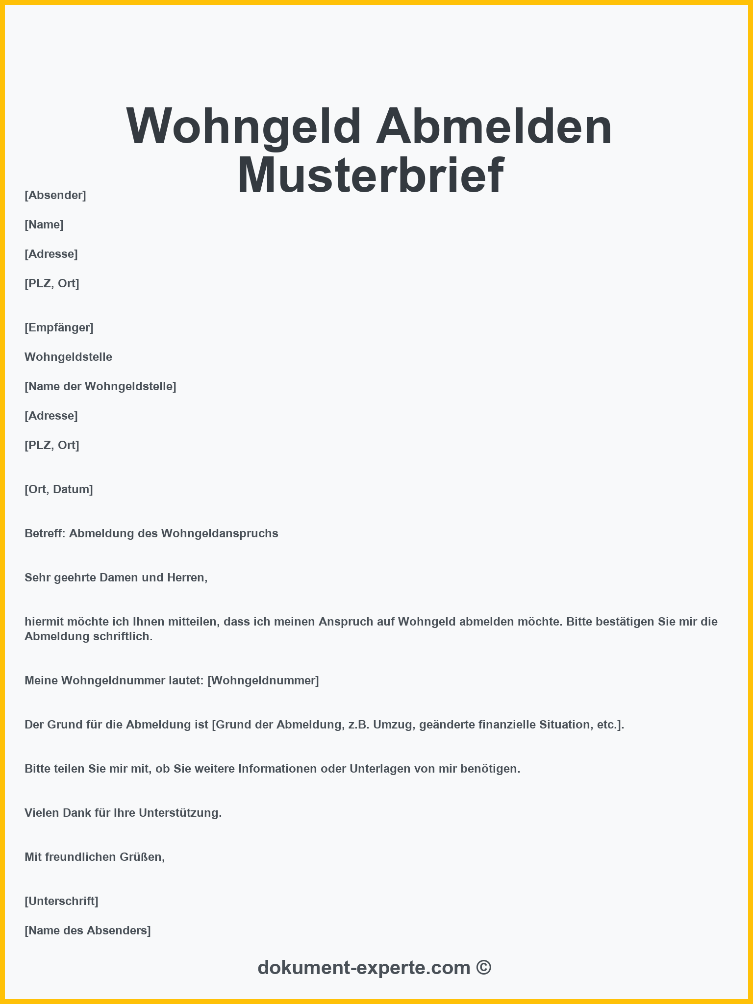 Wohngeld Abmelden Musterbrief
